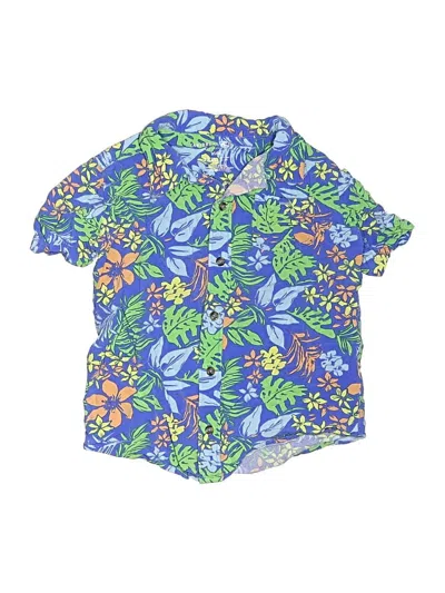 Pre-owned Caribbean Joe Kids' Short Sleeve Button Down Shirt In Blue