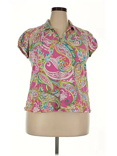 Pre-owned Caribbean Joe Short Sleeve Polo Shirt In Pink