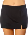 Caribbean Joe Side Slit Swim Skirt In Black In Black