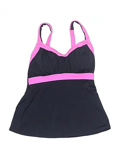 Pre-owned Caribbean Joe Swimsuit Top Black Color Block Pattern Swimwear