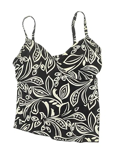 Pre-owned Caribbean Joe Swimsuit Top Black Print Pattern Swimwear