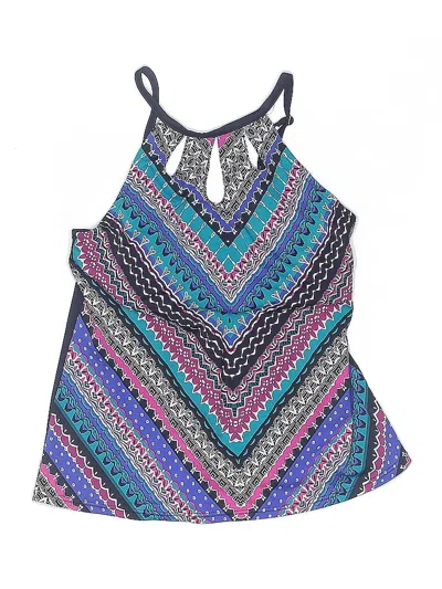Pre-owned Caribbean Joe Swimsuit Top Blue Print Pattern Swimwear