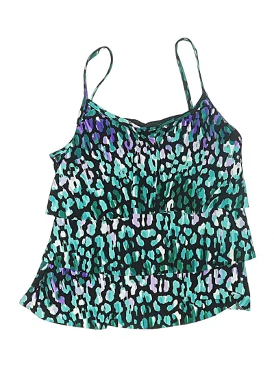 Pre-owned Caribbean Joe Swimsuit Top Teal Animal Print Pattern Swimwear