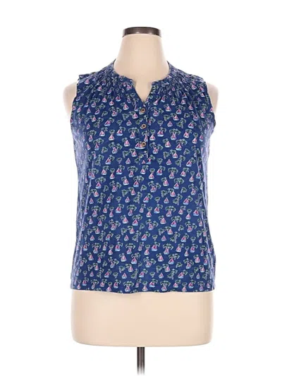 Pre-owned Caribbean Joe Tank Top Blue Tie Neck Tops