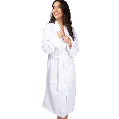 Cariloha Adult Above Knee Bathrobe With Pockets In White