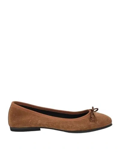Carina Woman Ballet Flats Brown Size 7 Leather In Brown