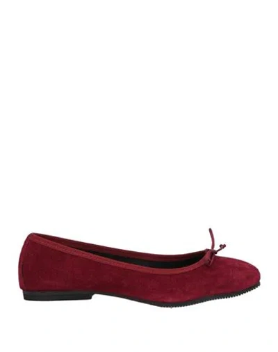 Carina Woman Ballet Flats Burgundy Size 8 Leather In Red