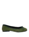 Carina Woman Ballet Flats Military Green Size 7 Leather
