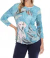 Carine Dream Hound Round Neck Top In Blue
