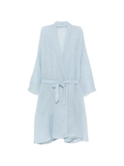 Carine Gilson Belted Raglan Robe In Blue