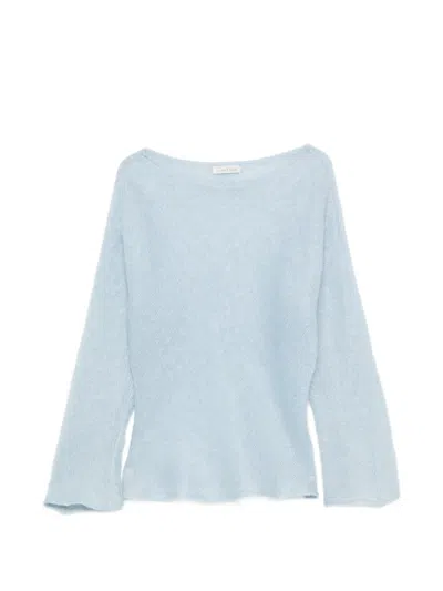 Carine Gilson Boat-neck Long-sleeve Sweater In Blue