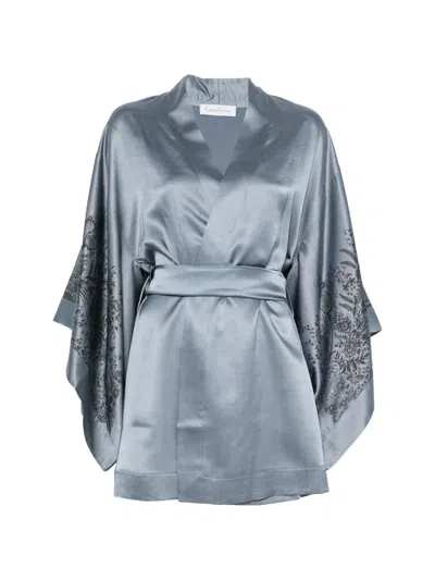 Carine Gilson Butterfly-sleeve Robe In Blue
