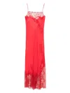 Carine Gilson Calais Caudry-lace Silk Nightdress In Red