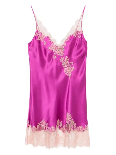 Carine Gilson Calais-caudry Lace Nightdress In Purple