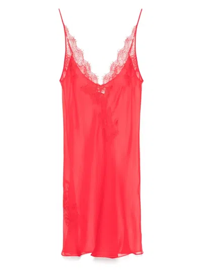 Carine Gilson Calais-caudry Lace Nightdress In Red
