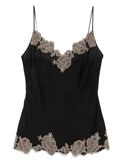 Carine Gilson Calais Caudry-lace Silk Camisole In Black