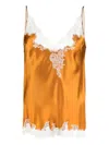 Carine Gilson Calais-caudry Lace Silk Camisole In Orange