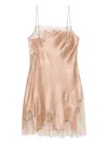 Carine Gilson Calais Caudry-lace Silk Nightdress In Gold