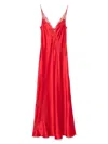 Carine Gilson Calais Caudry-lace Silk Nightdress In Red