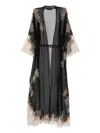 Carine Gilson Calais Caudry-lace Silk Robe In Black