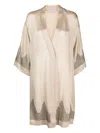 Carine Gilson Calais-caudry Lace Silk Robe In Neutrals