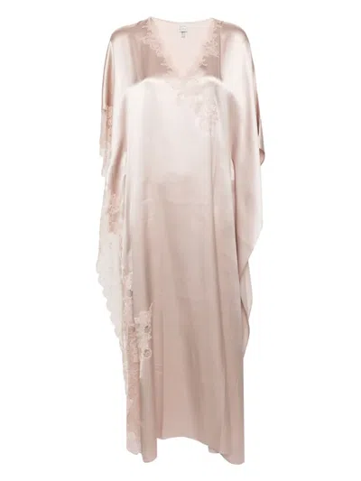 Carine Gilson Calais-caudry Lace-trim Kaftan In Pink