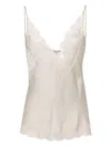 Carine Gilson Calais-caudry Lace-trim Silk Camisole In Grey