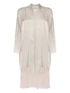 Carine Gilson Calais-caudry Lace-trim Silk Robe In Grey
