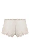 Carine Gilson Calais-caudry Lace-trim Silk Shorts In Grey