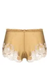 Carine Gilson Calais-caudry Lace-trim Silk Shorts In Neutrals