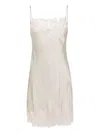 Carine Gilson Calais-caudry Lace-trim Silk Slip Dress In Grey