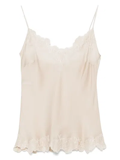 Carine Gilson Calais-caudry Slip Camisole In Neutral