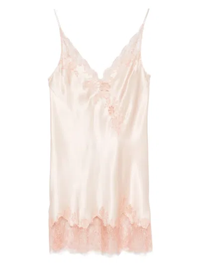 CARINE GILSON CAUDRY-LACE SILK NIGHTDRESS