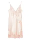 Carine Gilson Caudry-lace Silk Nightdress In Pink