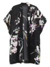 Carine Gilson Floral-print Silk Robe In Black
