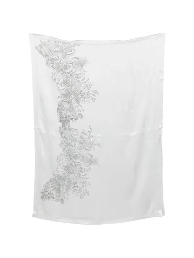 Carine Gilson Floral-print Kaftan In Silver