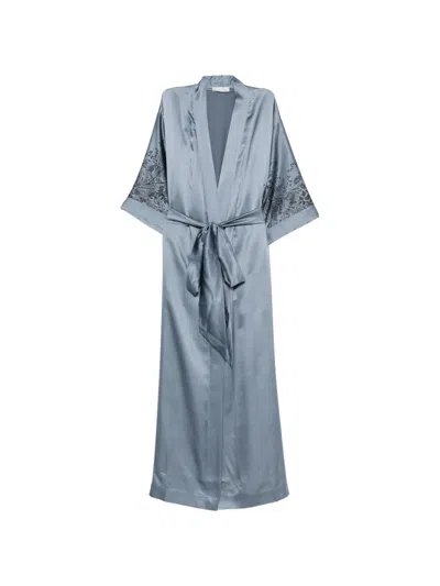 Carine Gilson Floral-print Robe In Gray
