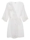 Carine Gilson Lace-appliqué Sheer Kimono In White