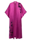 Carine Gilson Lace-detail Long Robe In Purple