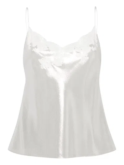 Carine Gilson Lace-detail Lurex Camisole In Silver