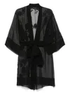 Carine Gilson Lace-detail Organza Robe In Black