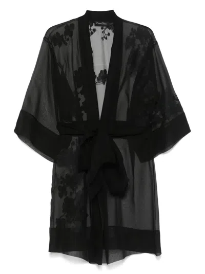 Carine Gilson Lace-detail Organza Robe In Black
