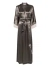 Carine Gilson Lace-detail Silk Cape In Grey