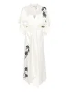 Carine Gilson Lace-detail Silk Robe In Neutrals