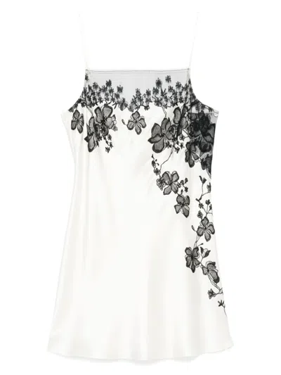 Carine Gilson Lace-detail Silk Slip Dress In Neutrals