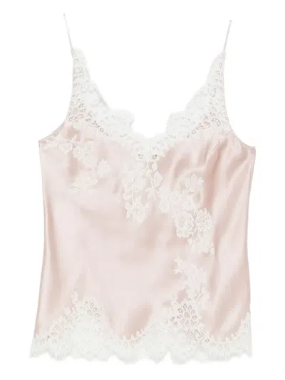 Carine Gilson Lace-detail V-neck Slip In Pink