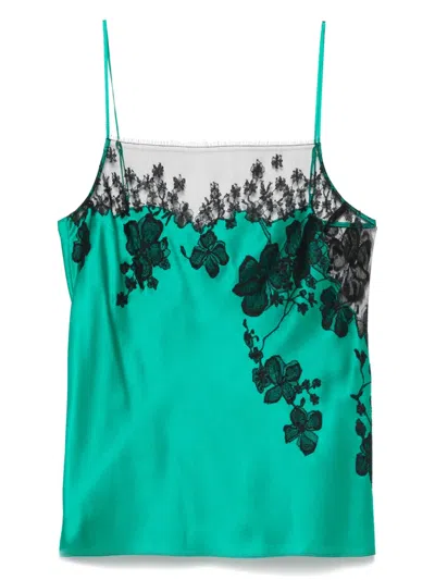 Carine Gilson Lace-detailed Pyjama Top In Green