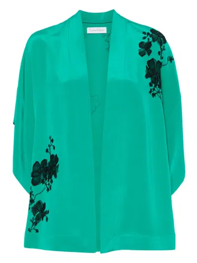Carine Gilson Lace-detailed Robe In Green