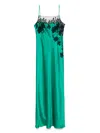 Carine Gilson Lace-detailed Slip Dress In Green