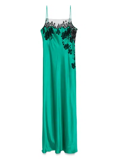 Carine Gilson Lace-detailed Slip Dress In Green